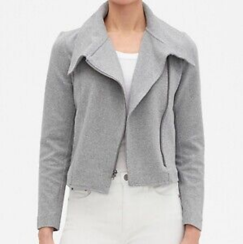Banana Republic Gray Asymmetrical Moto Jacket